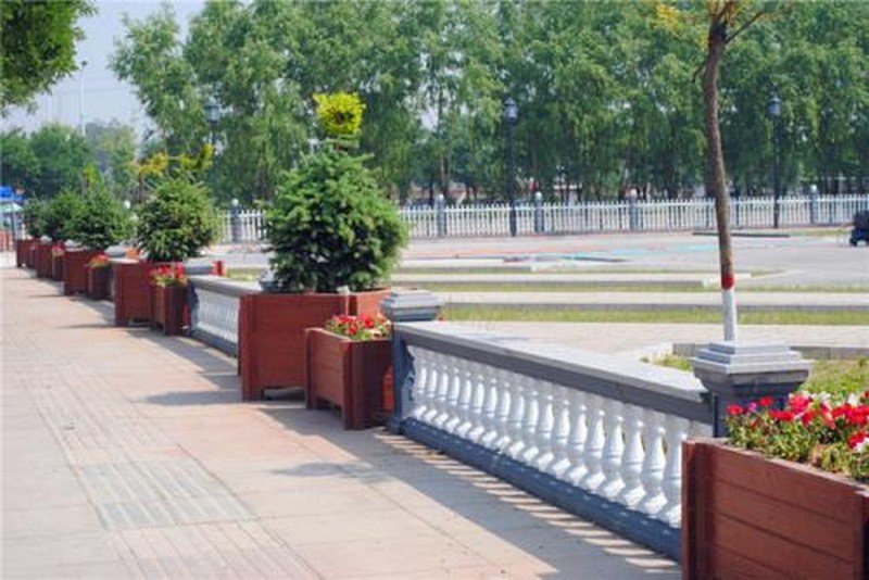 混凝土隔离带仿木花箱 仁马水泥仿木仿树皮栏杆图2