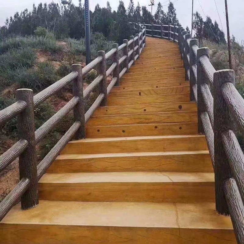 混凝土仿树皮栏杆护栏 四川仁马水泥仿木纹栏杆花箱地板图5