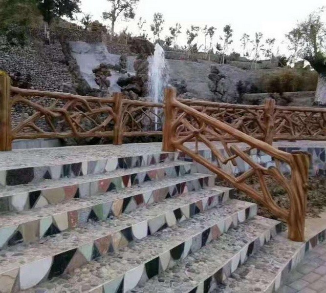 道路市政园林水泥仿树藤护栏 四川仁马登山步道仿木纹栏杆 地板图2