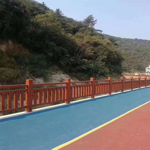 仿木纹水泥栏杆生产厂家 四川成都仁马混凝土仿石护栏 塑石假山图5
