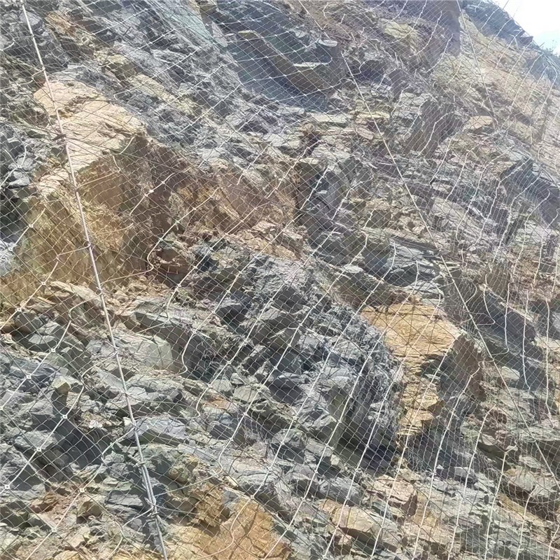边坡防护网 矿山主动包山网 可拦截落石 预防山体滑坡钢丝绳网图2