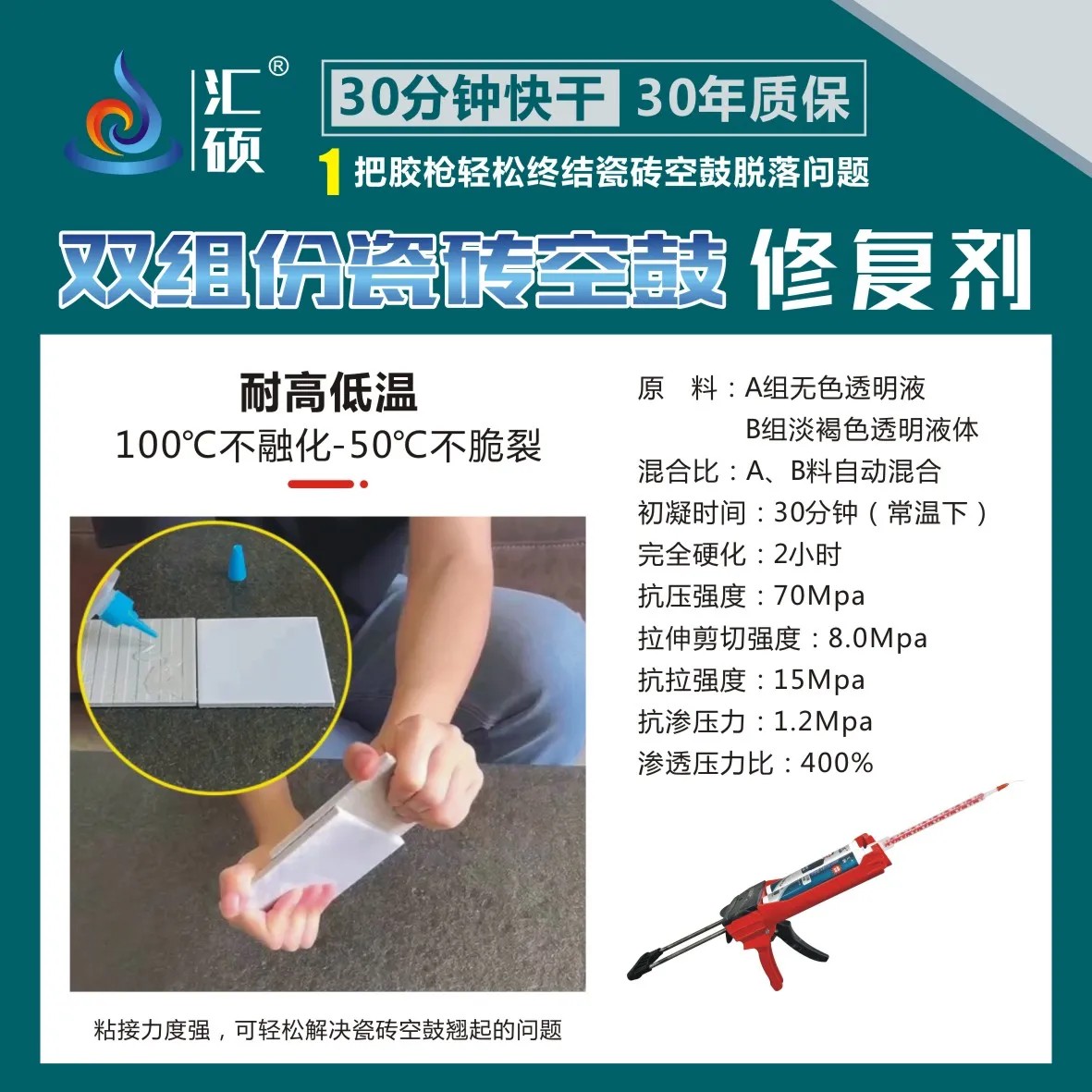 瓷砖空鼓胶地砖空鼓修复剂墙面砂浆空鼓脱落注浆液汇硕空鼓修复剂图3