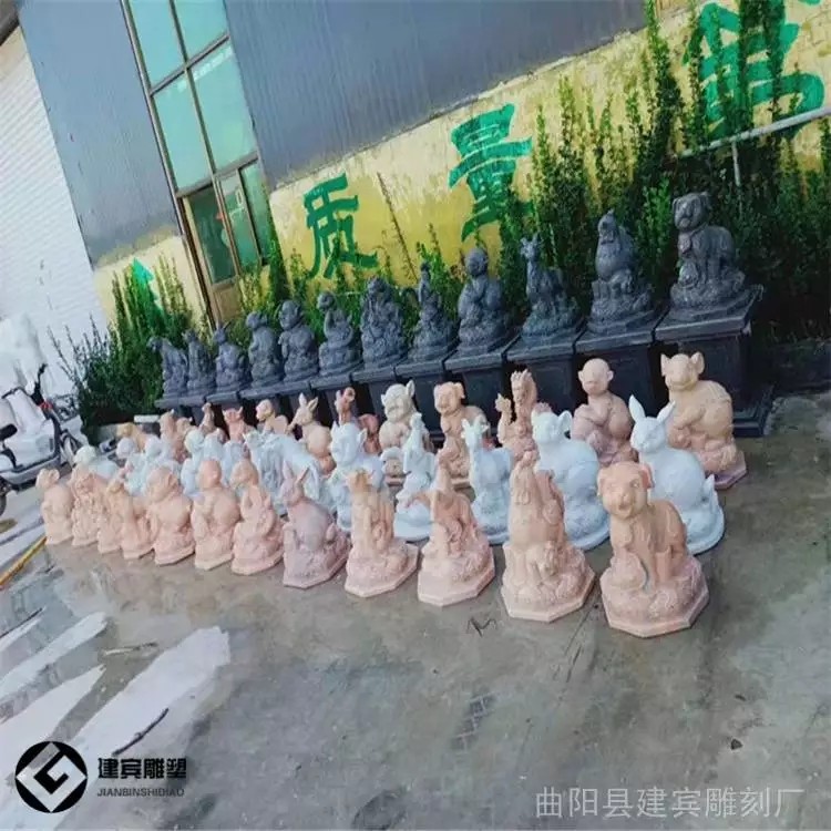 景区大理石十二生肖石雕动物雕塑石头12生肖雕刻摆件图3