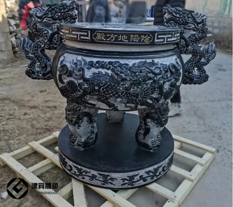 祠堂石头香炉石雕烧香石炉子石炉石鼎摆件图2