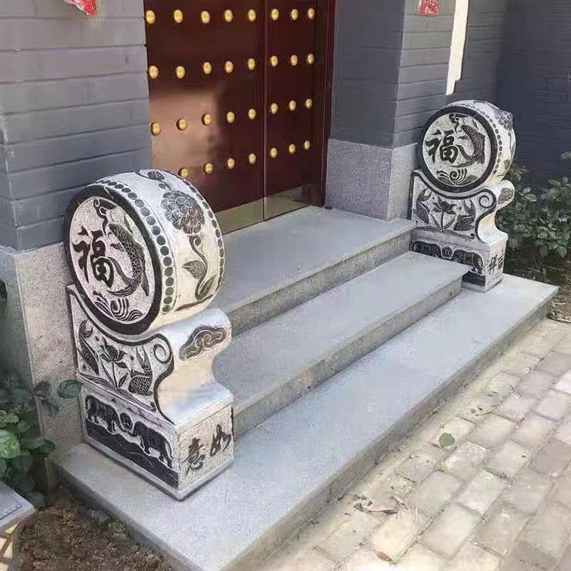 门口石头抱鼓石石雕门墩摆件石抱鼓