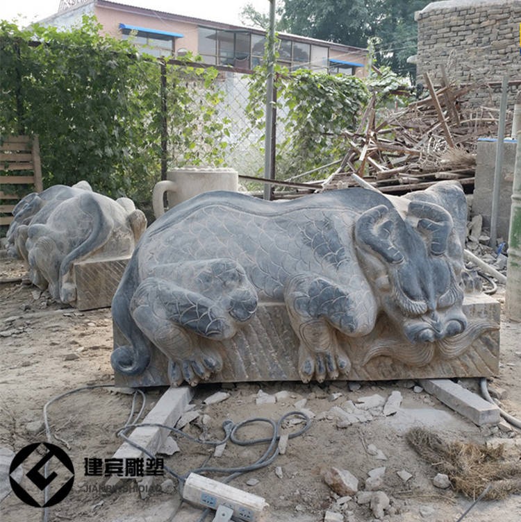 石刻镇水兽石雕吸水兽吸财看门避水兽石雕摆件图2