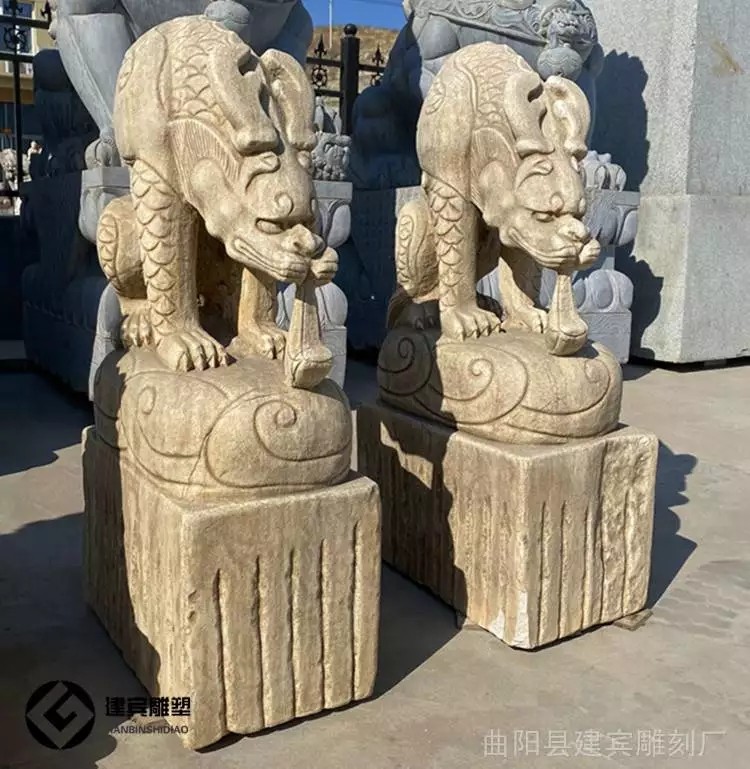 石刻镇水兽石雕吸水兽吸财看门避水兽石雕摆件图3