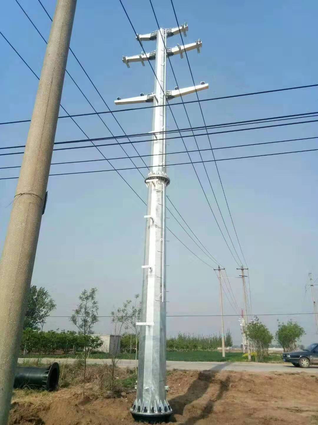 河北电力钢管桩 10kv电力钢管杆 电力钢杆 地脚螺栓 生产厂家图3