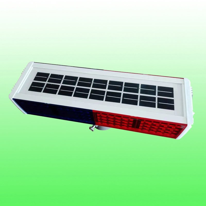 一体式红蓝警示灯 太阳能四格警示灯led交通警示灯生产厂家图2